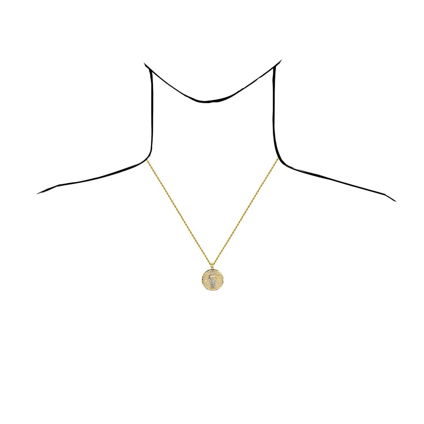 10K Gold Yellow White Two-Tone Jesus Pendant 1.4"