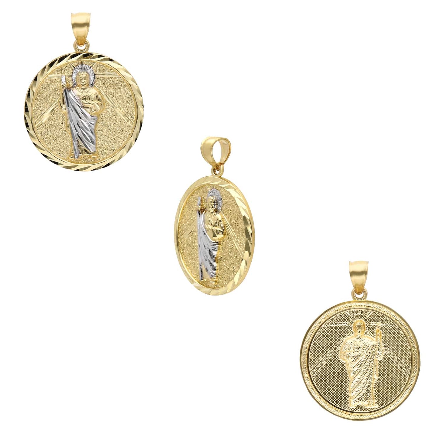 10K Gold Yellow White Two-Tone Jesus Pendant 1.4"