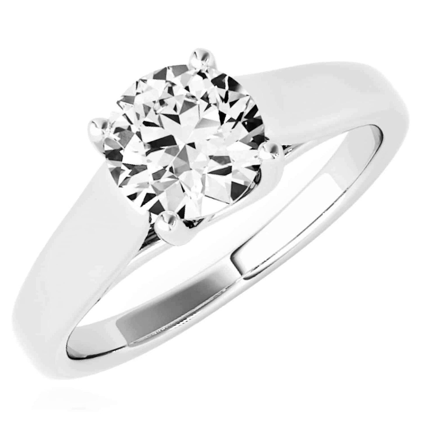 2CT Charles & Colvard Forever One Moissanite 14K Real Gold White Engagement Ring