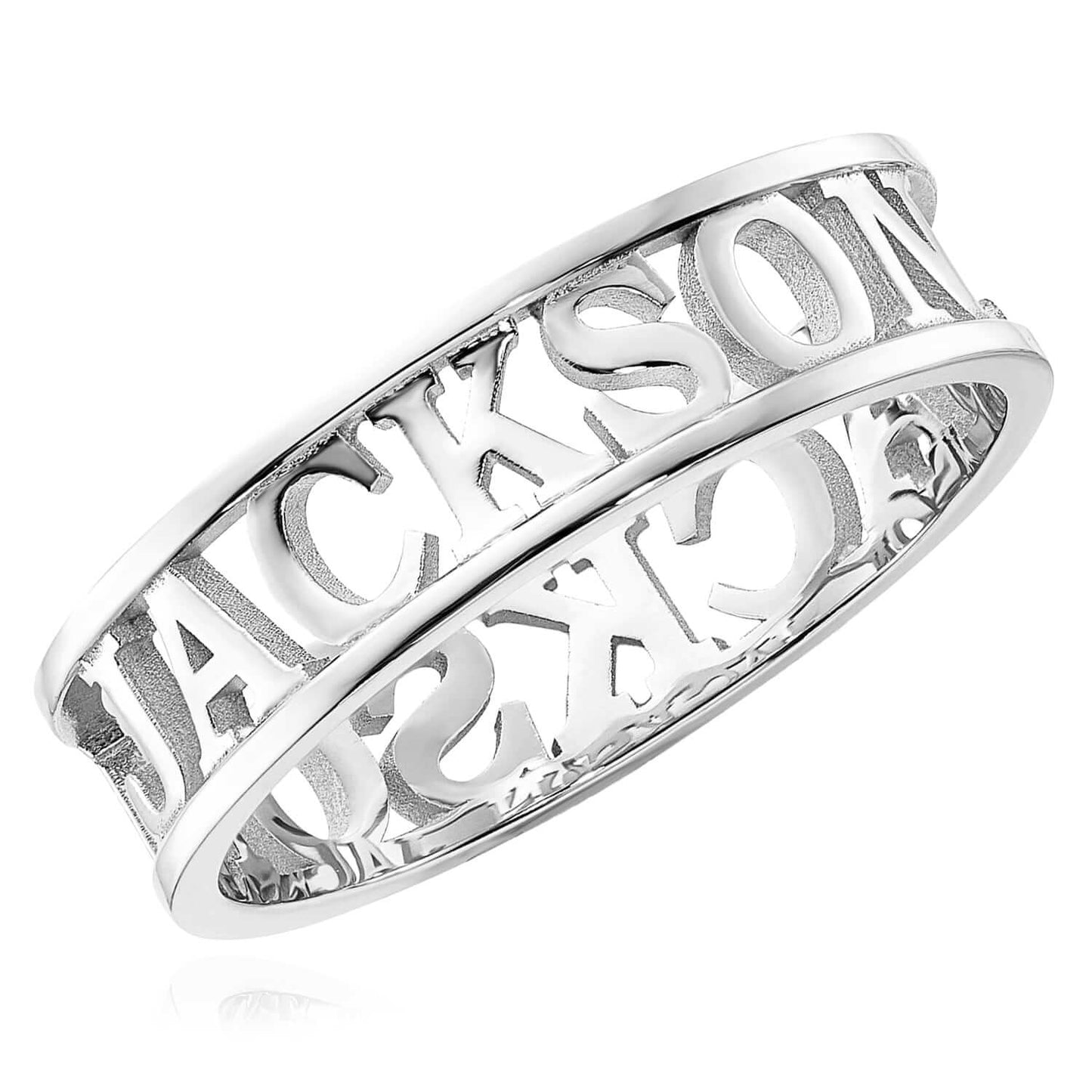 Personalized 14K Real Gold Yellow White Rose Custom Casted Name Ring