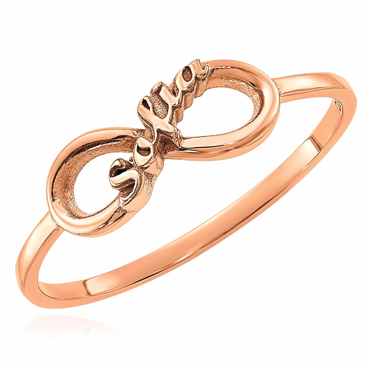 Personalized 14K White Gold Rose Custom Infinity Name Ring