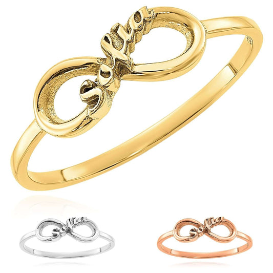 Personalized 14K White Gold Rose Custom Infinity Name Ring