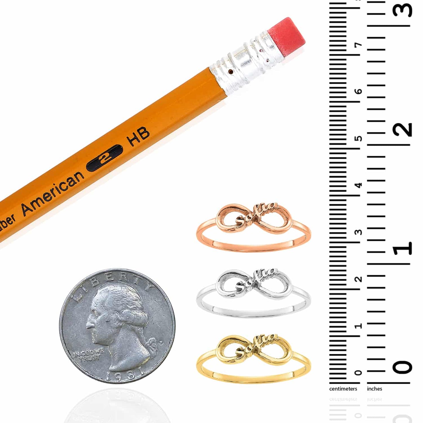 Personalized 14K White Gold Rose Custom Infinity Name Ring