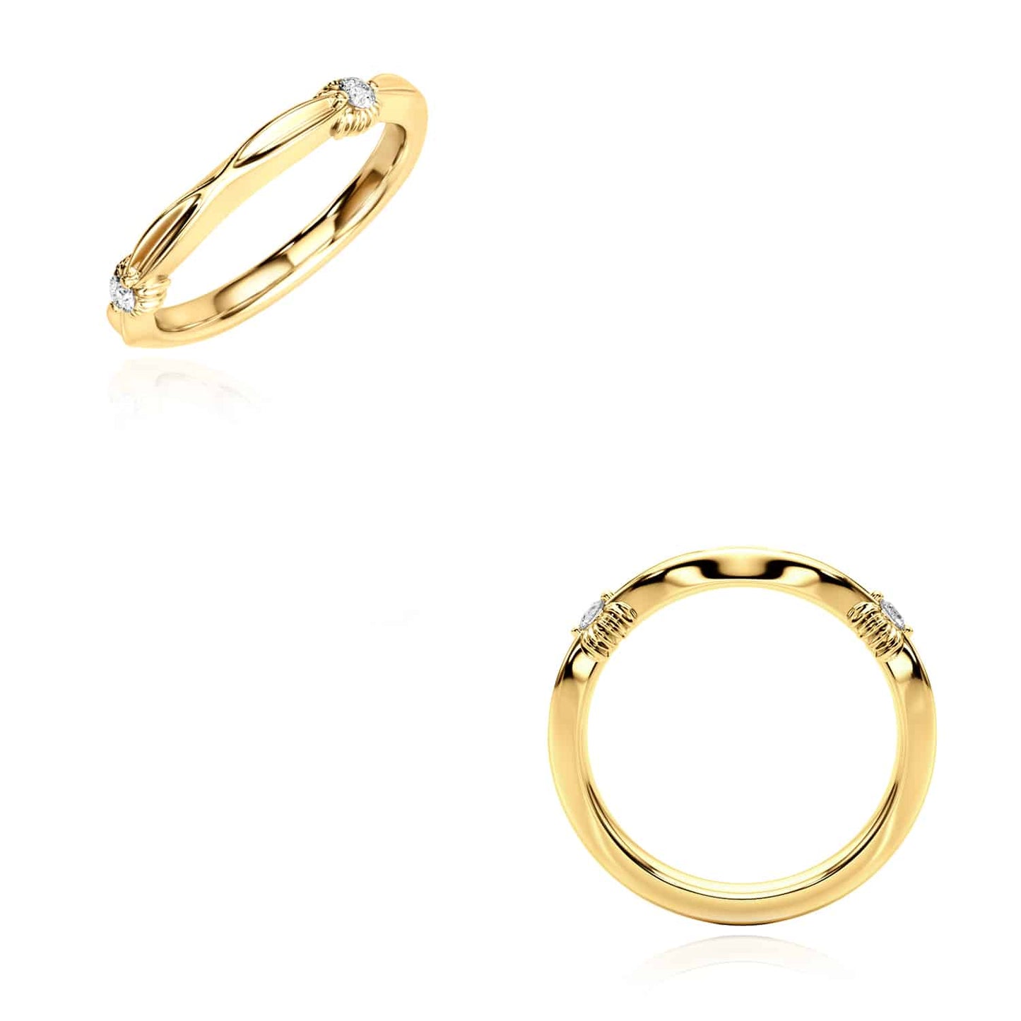 0.06CTW Real Diamond 14K Real Gold Infinity Grooved Wedding Band