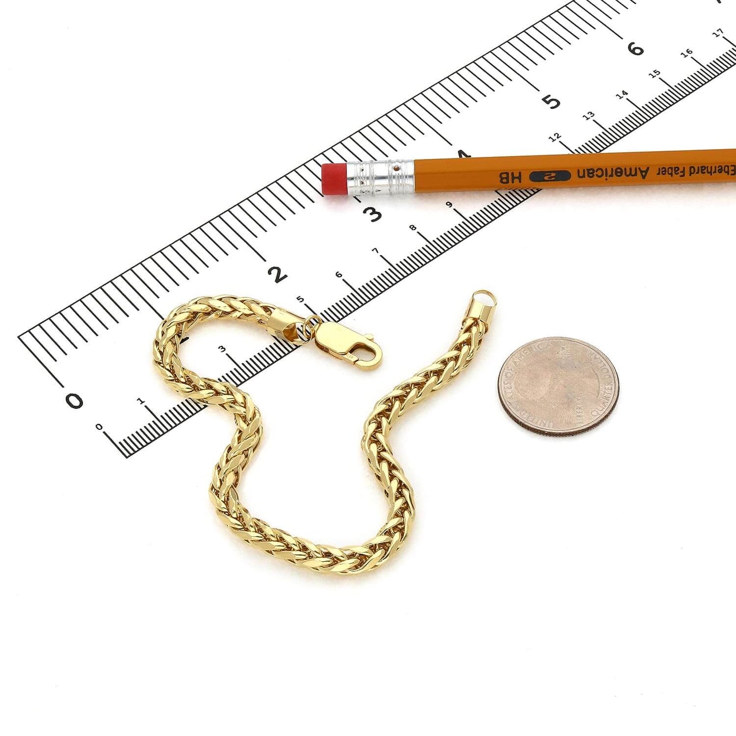 10K Real Gold 5mm Hollow Wheat Bracelet 8.5"