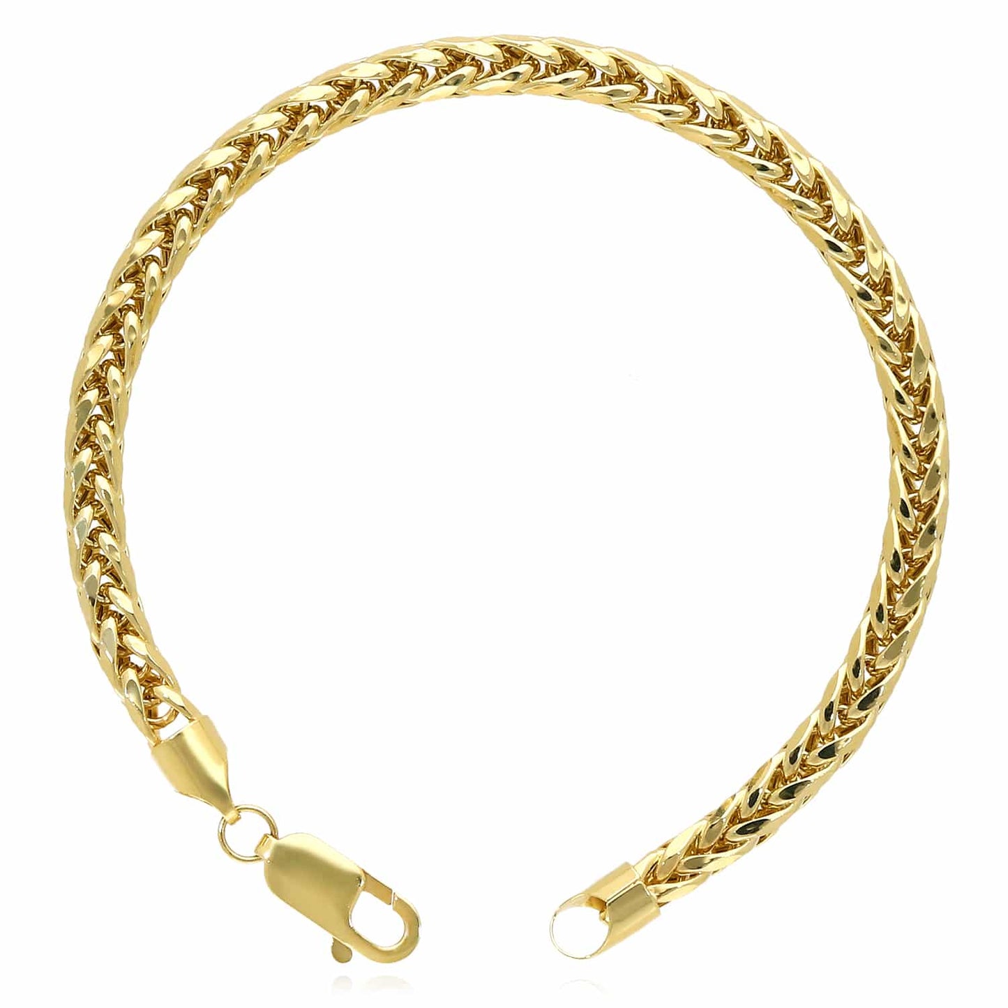 10K Real Gold 5mm Hollow Wheat Bracelet 8.5"