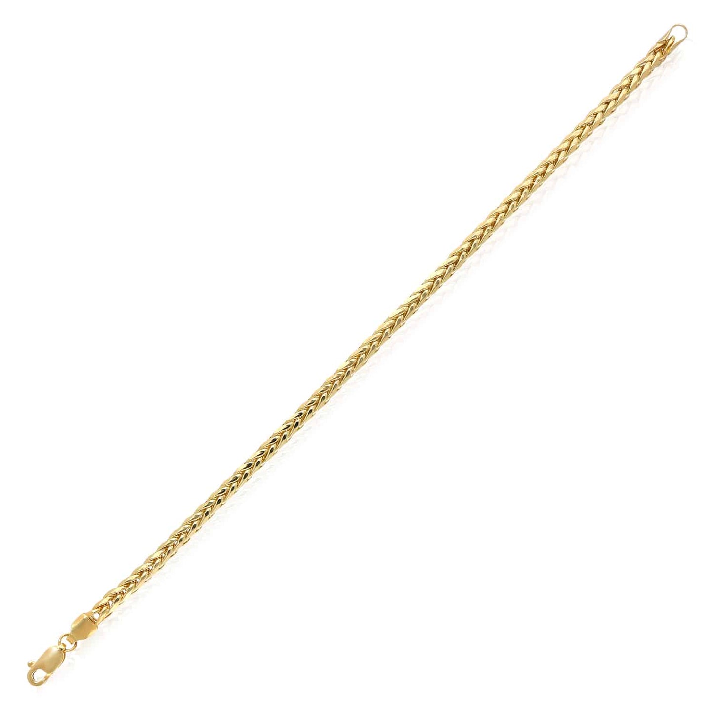 10K Real Gold 4mm Hollow Wheat Bracelet 8"