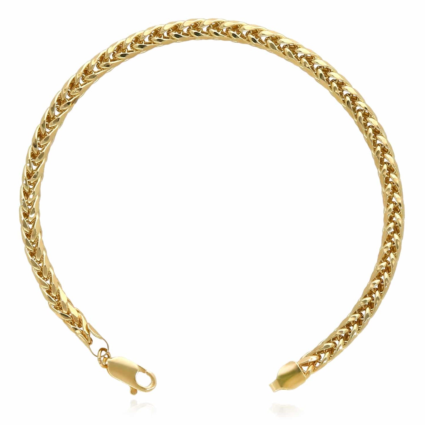 10K Real Gold 4mm Hollow Wheat Bracelet 8"
