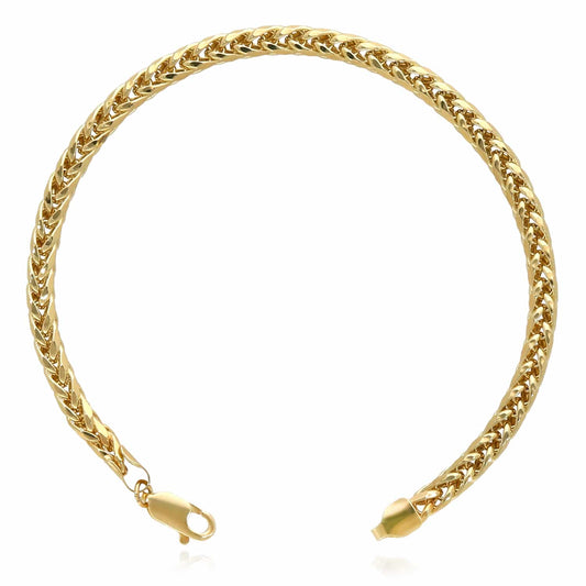 10K Yellow Gold 4mm Wheat Bracelet (Hollow) 8"
