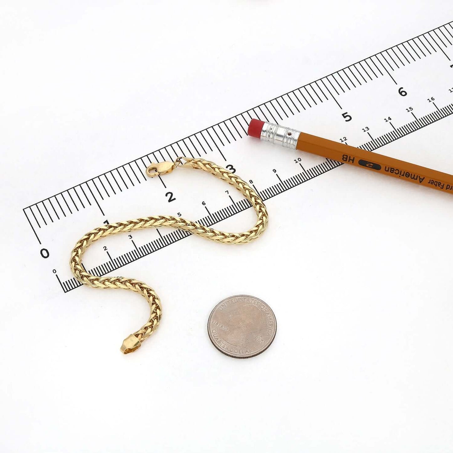 10K Real Gold 4mm Hollow Wheat Bracelet 8"