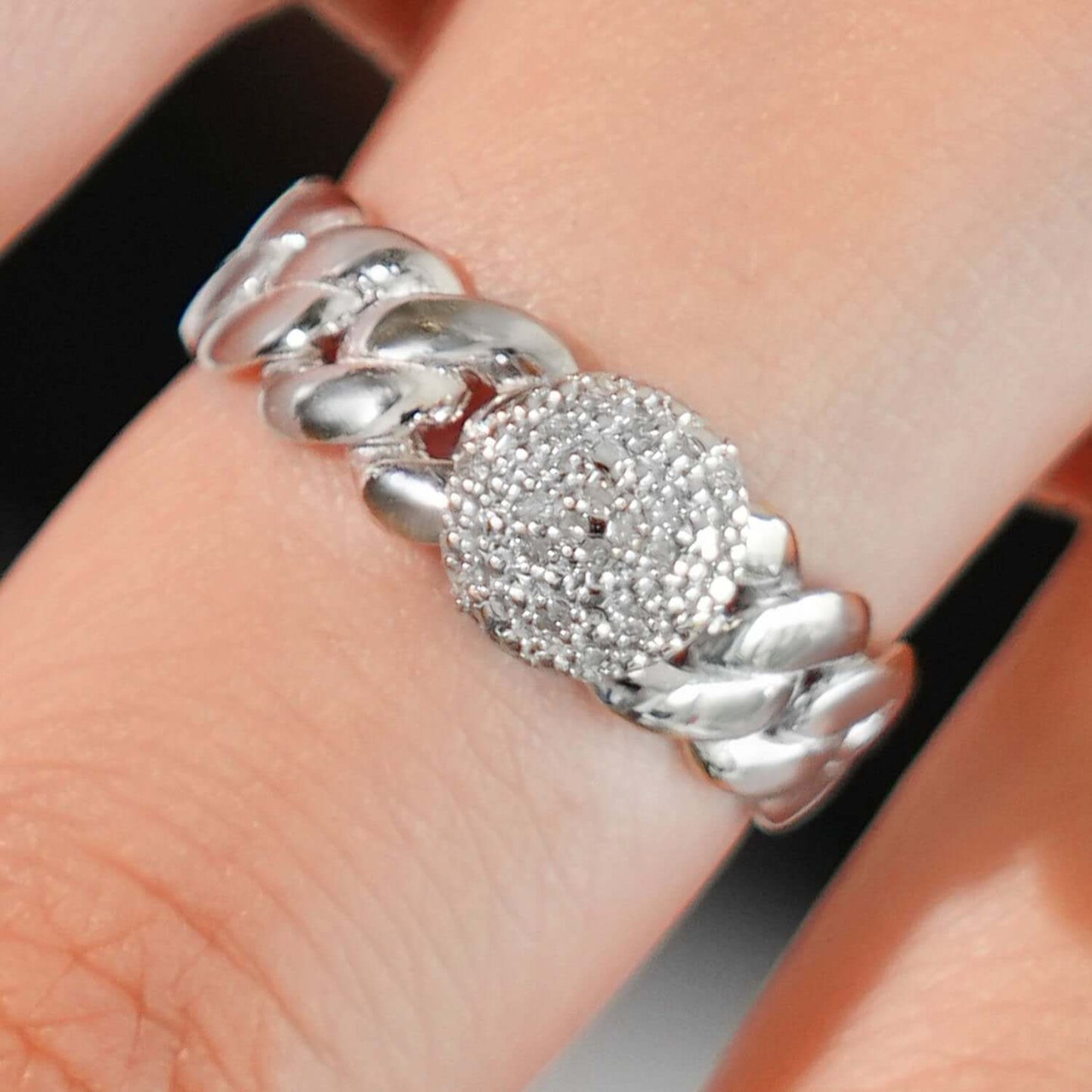 0.10CTW Natural Diamond 10K Gold Two-Tone White Miami Diamond Ring