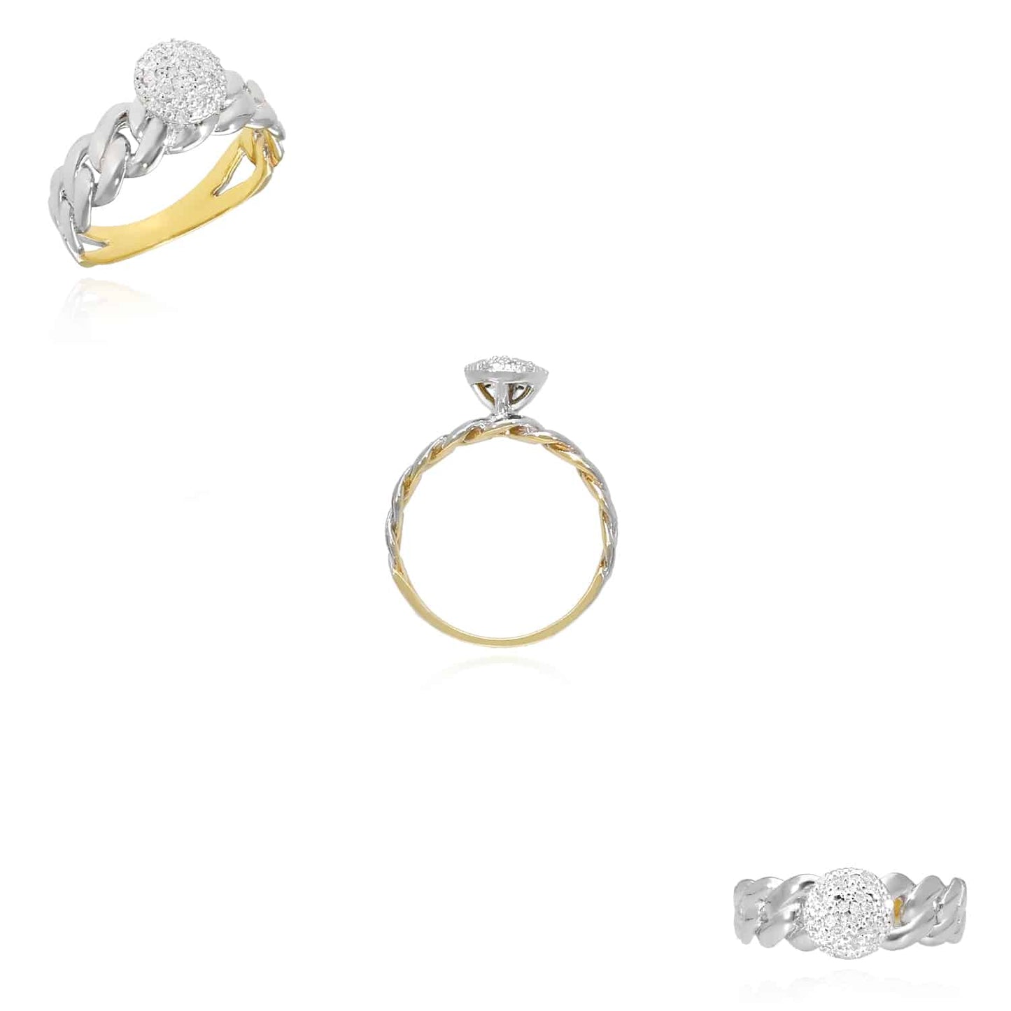 0.10CTW Natural Diamond 10K Gold Two-Tone White Miami Diamond Ring