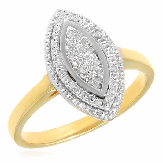 0.15CTW Natural Diamond 10K Gold White Two-Tone Marquise Cocktail Ring