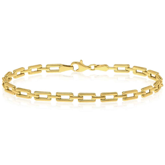 10K Yellow Gold 4mm Deco Bracelet (Hollow) 7"