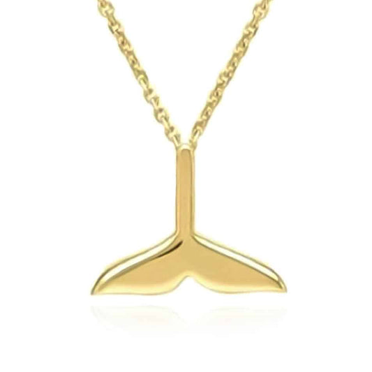 14K Yellow Gold Whale Tail Necklace (Solid Links) 16"-18" Adjustable