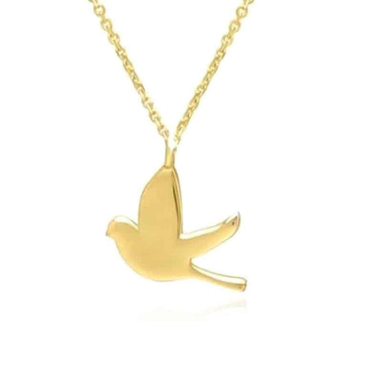 14K Yellow Gold Bird Necklace (Solid Links) 16"-18" Adjustable