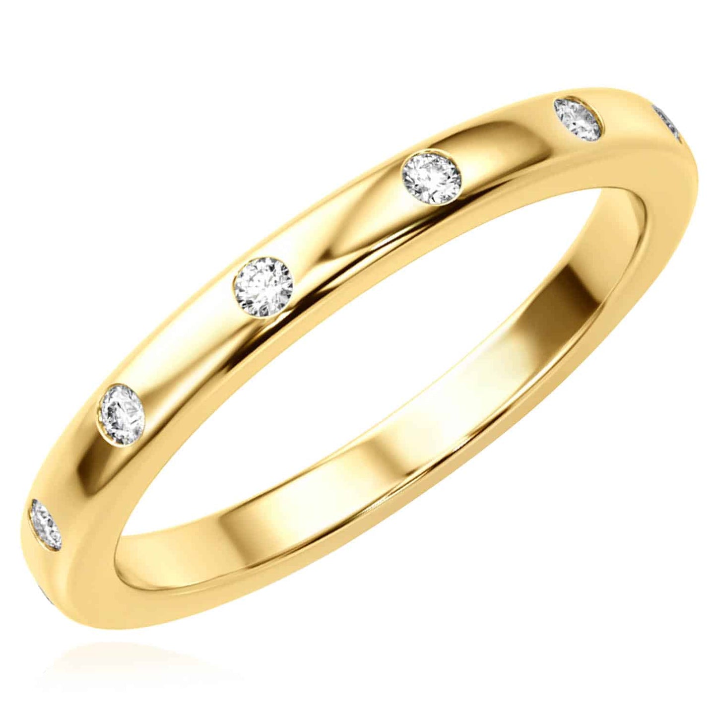 0.15CTW Real Diamond 14K Real Gold Band Ring