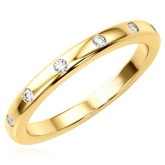 0.15CTW Natural Diamond 14K Yellow Gold Band Ring