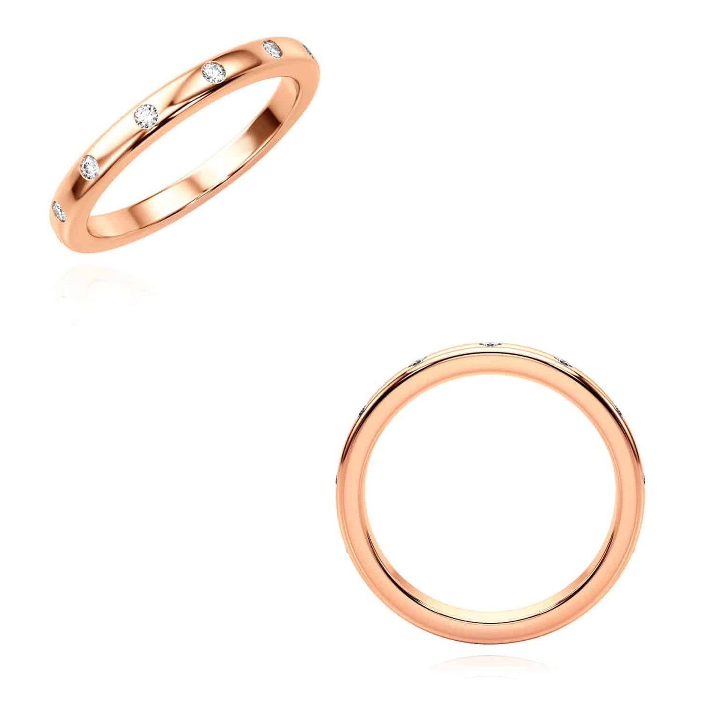 0.15CTW Real Diamond 14K Real Gold Rose Band Ring