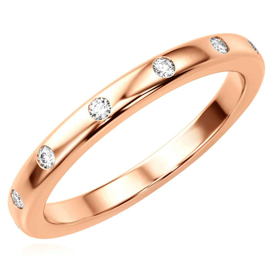 0.15CTW Natural Diamond 14K Rose Gold Band Ring