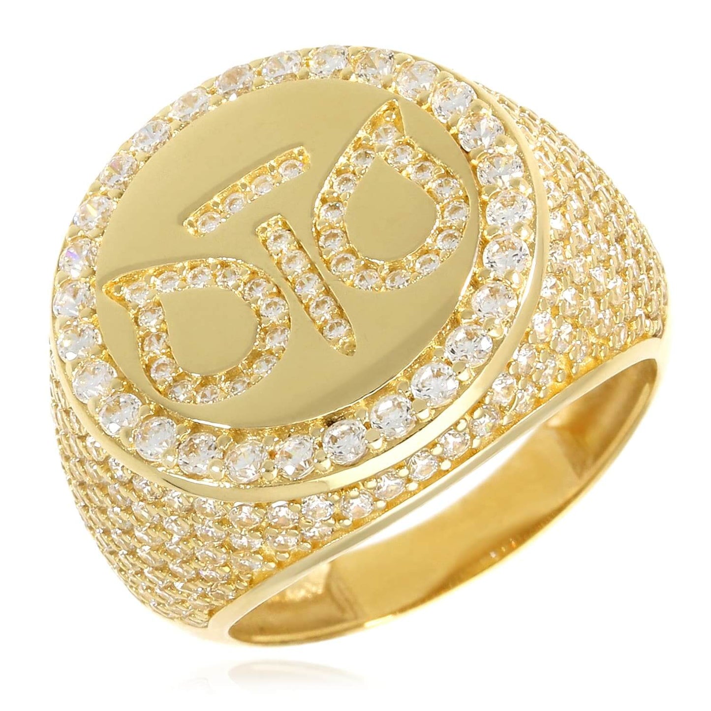 14K Real Gold CZ Dio Owl Signet Ring