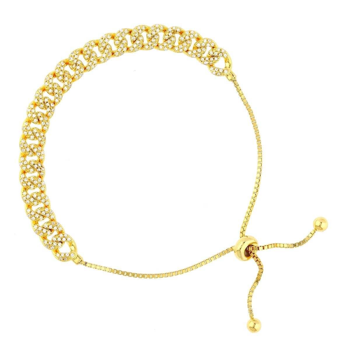 Yellow White Rose Gold Over Silver 6.5mm Miami Cuban CZ Bracelet 5-9" Adjustable