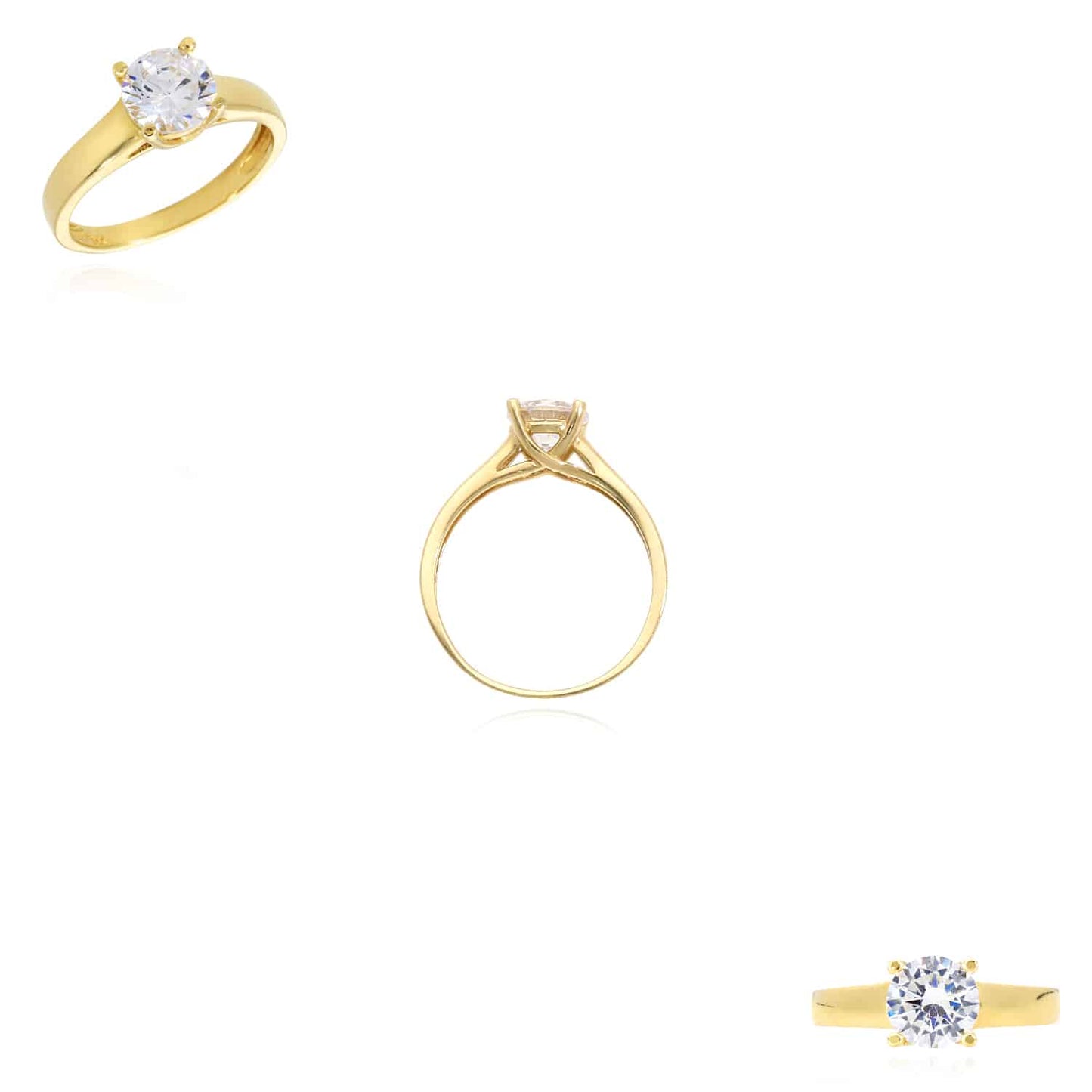 14K Real Gold 1.00Ct CZ Solitaire Engagement Ring