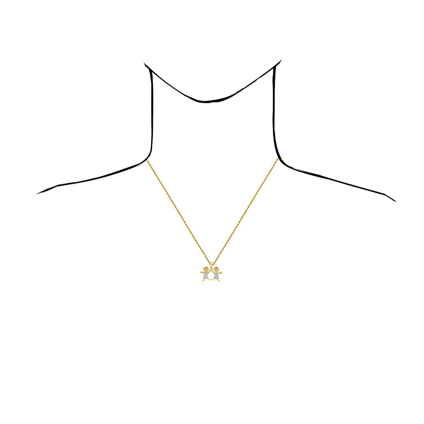 14K Real Gold Tri-Color Boy Girl 3 Choices Pendant 0.9"
