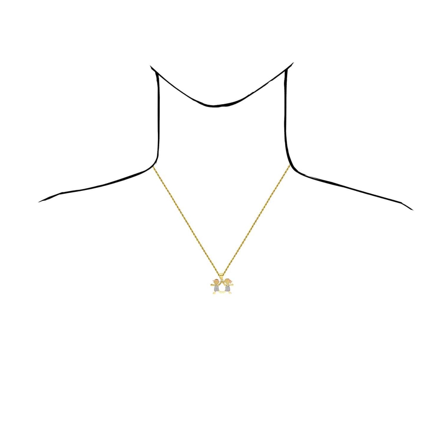 14K Real Gold Tri-Color Boy Girl 3 Choices Pendant 0.9"