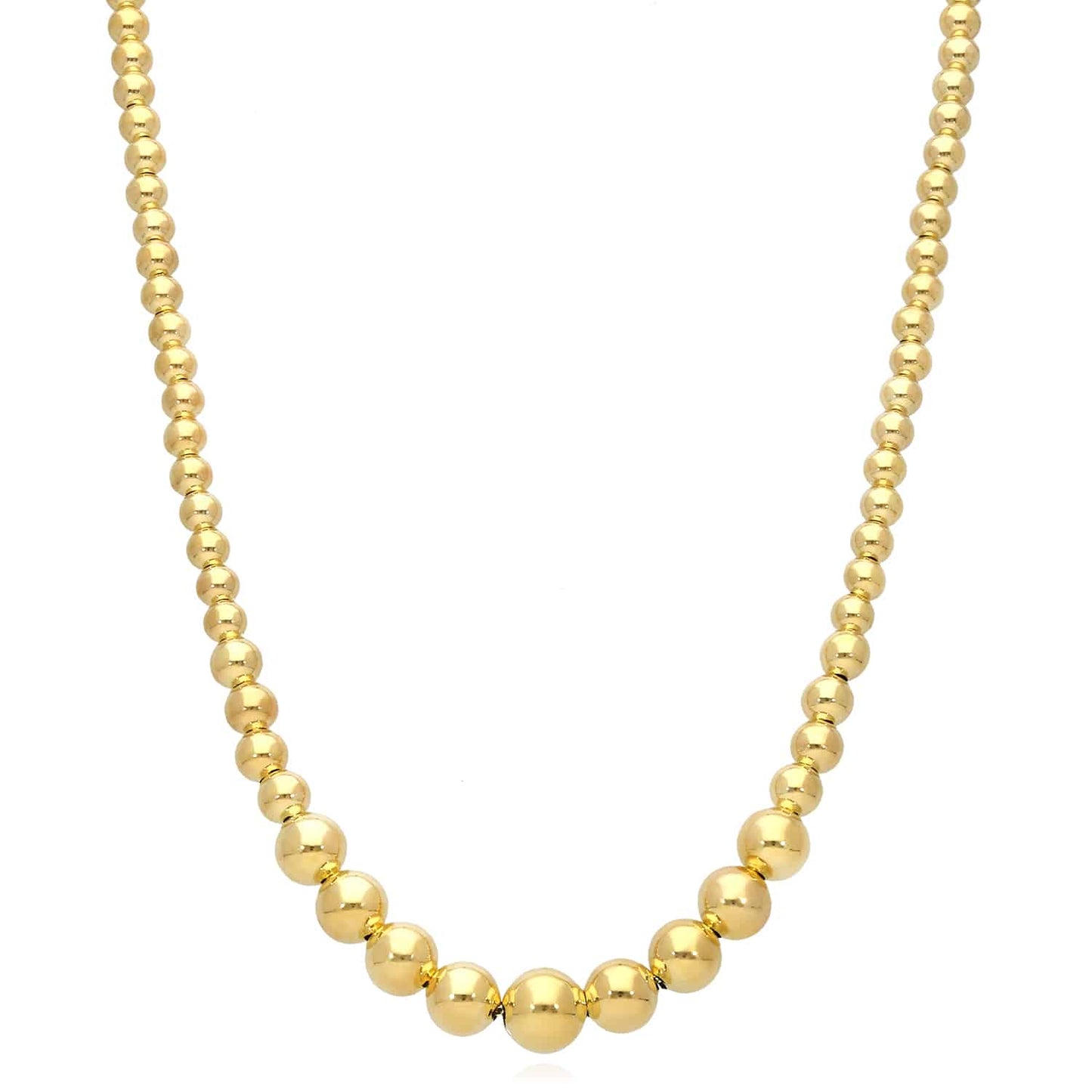 18K Gold Over Sterling Silver Beaded Graduated Ball Necklace 18"