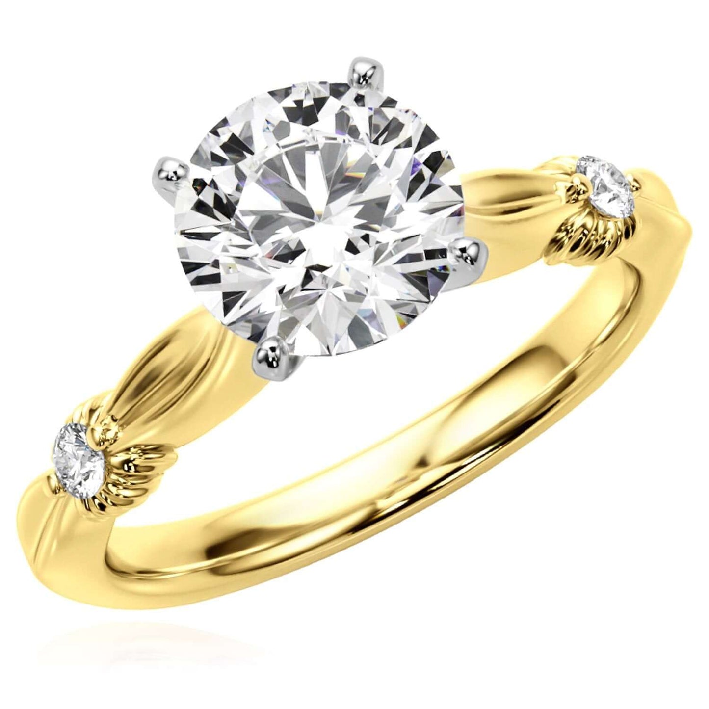 1.06CT Lab-Grown Diamond 14K Real Gold Sculpted Infinity Engagement Ring