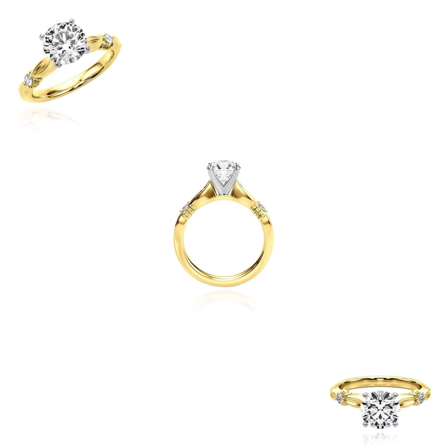 1.06CT Lab-Grown Diamond 14K Real Gold Sculpted Infinity Engagement Ring