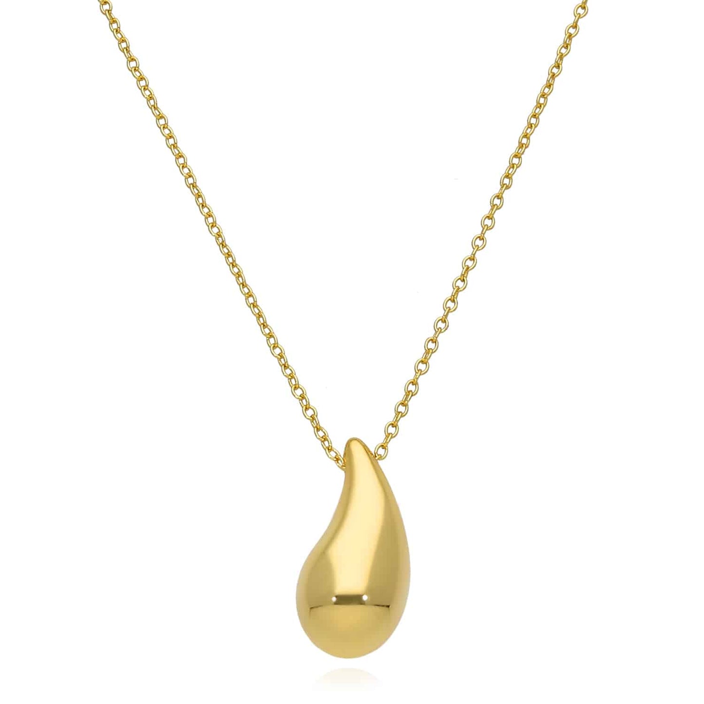 18K Gold Over Sterling Silver Teardrop Adjustable 16"-18" Necklace