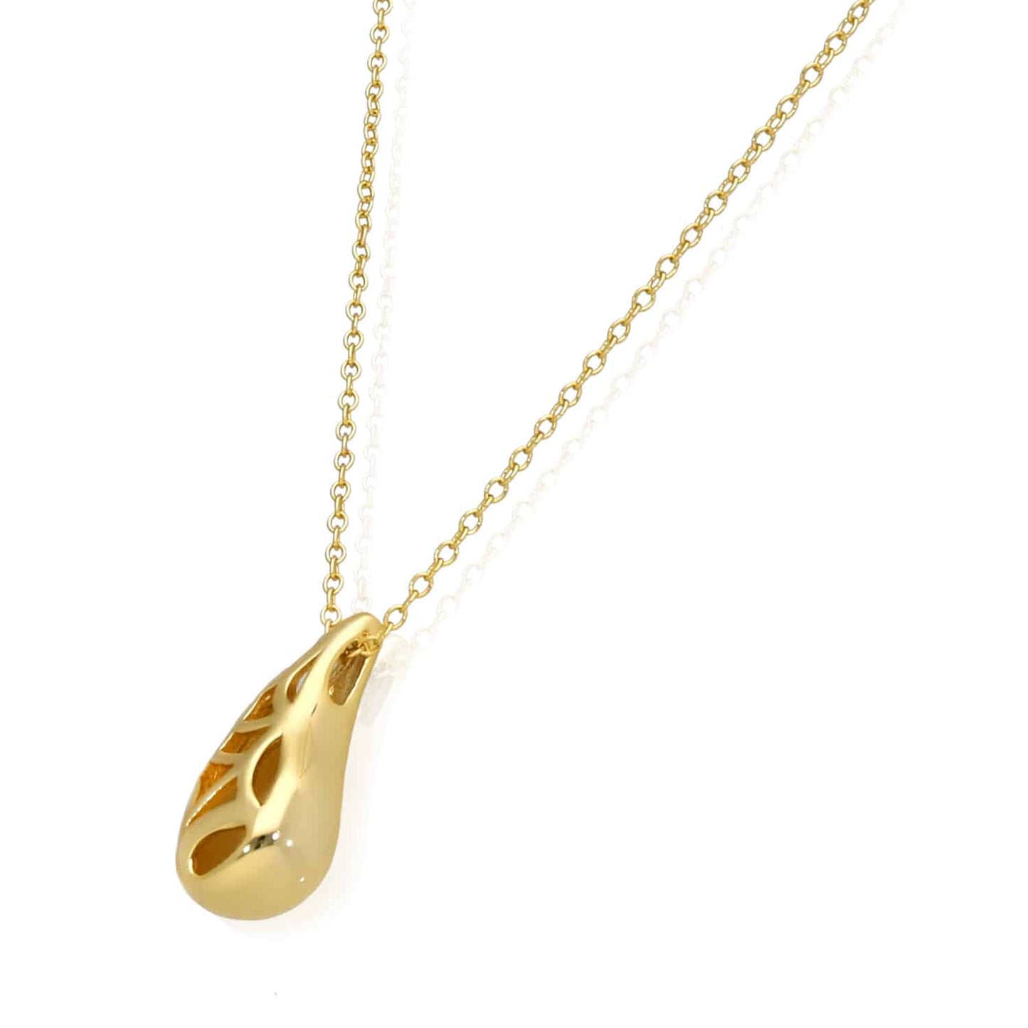 18K Gold Over Sterling Silver Teardrop Adjustable 16"-18" Necklace