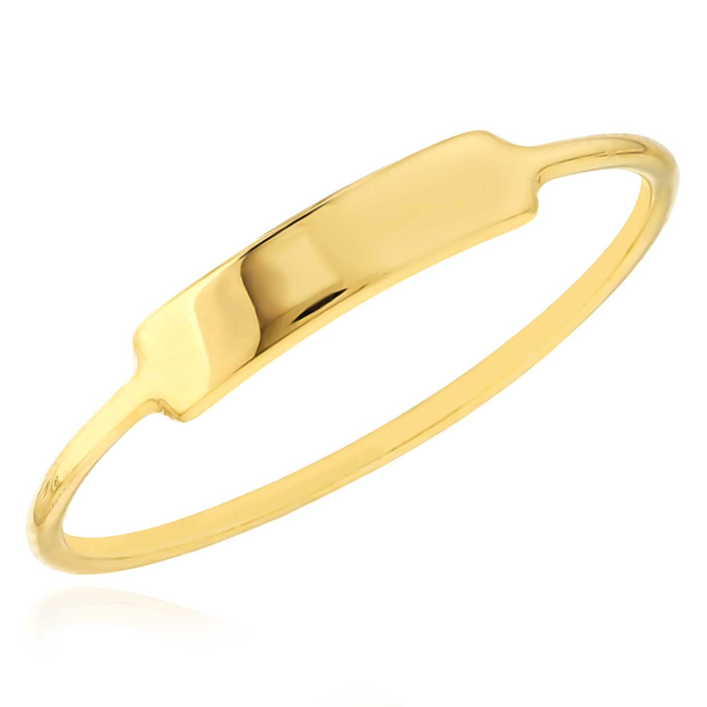 14K Gold Yellow White Rose ID Bar Wire Cocktail Ring - WJD Exclusives