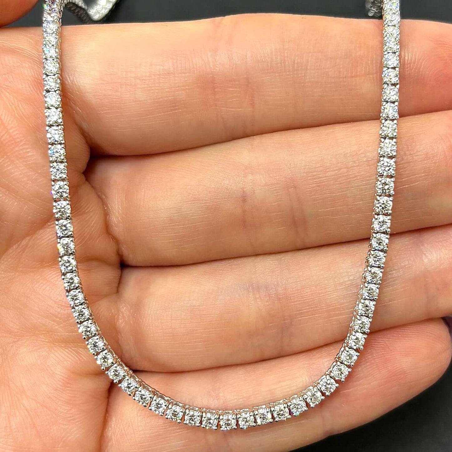 7.50CTW Lab Diamond 14k White Gold 2.5mm Tennis Chain Necklace 18"