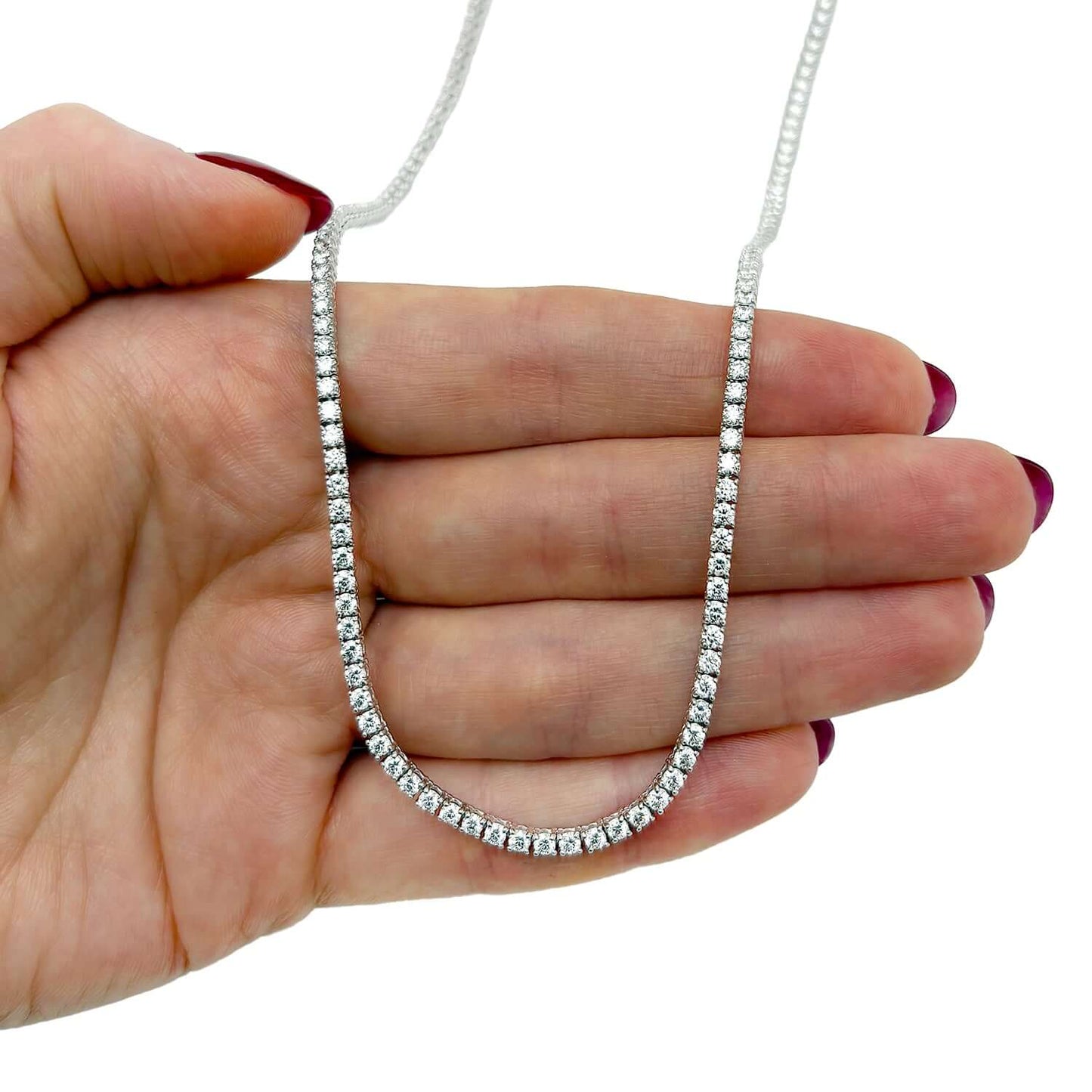 7.50CTW Lab Diamond 14k White Gold 2.5mm Tennis Chain Necklace 18"