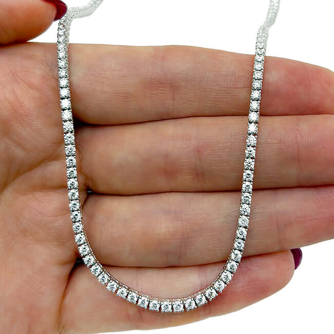 7.50CTW Lab Diamond 14k White Gold 2.5mm Tennis Chain Necklace 18"