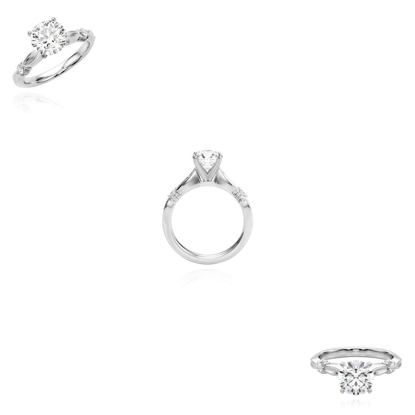 1.06CT Lab-Grown Diamond 14K Real Gold White Sculpted Infinity Engagement Ring