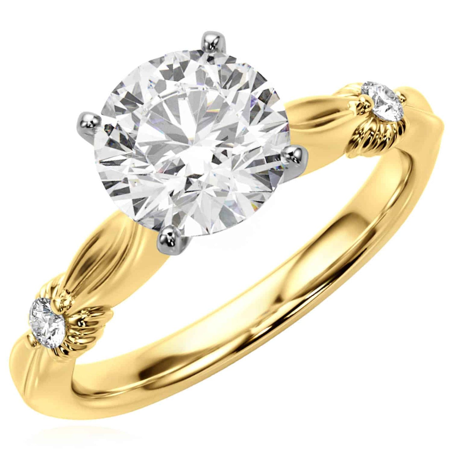 1.56CT Lab-Grown Diamond 14K Real Gold Sculpted Infinity Engagement Ring