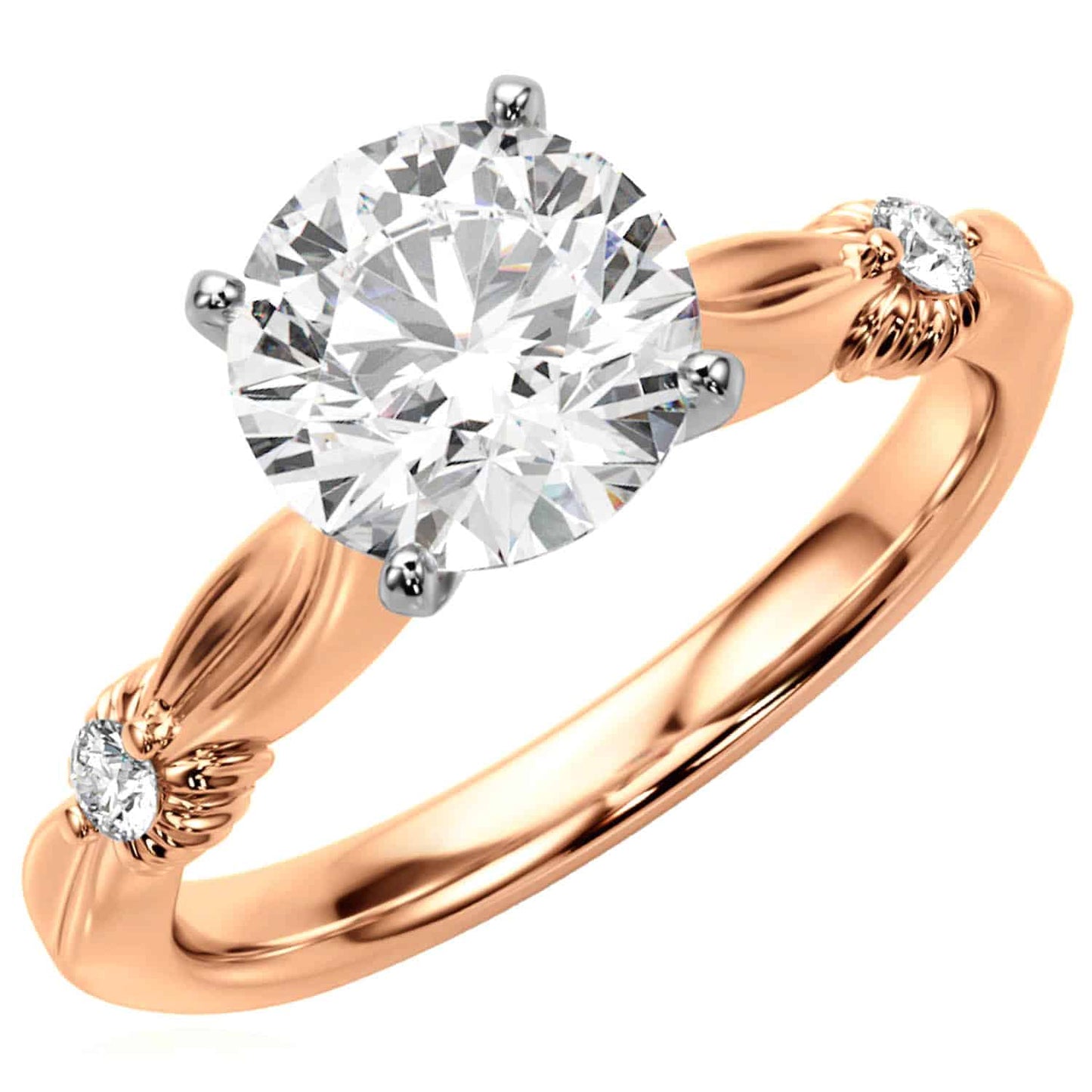 1.56CT Lab-Grown Diamond 14K Real Gold Rose Sculpted Infinity Engagement Ring