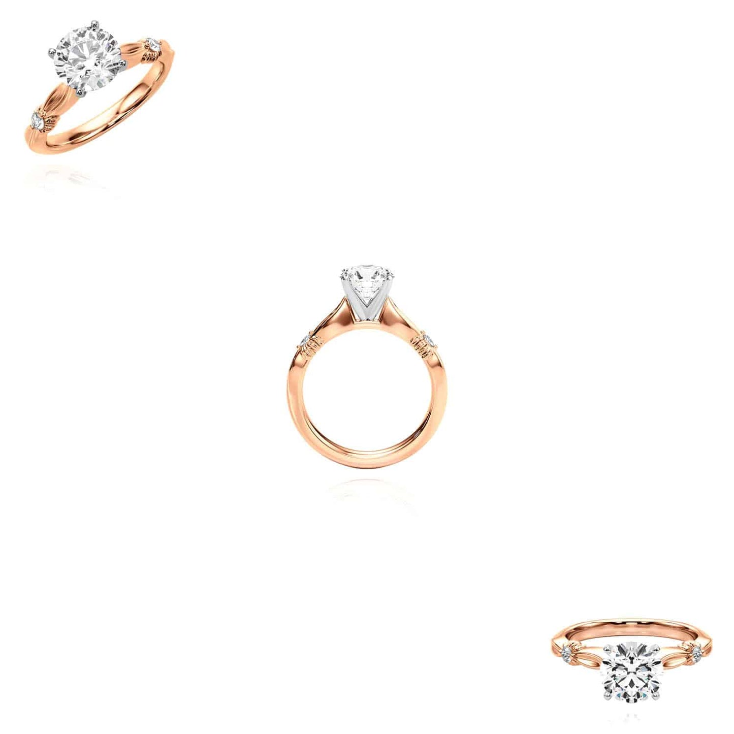 1.56CT Lab-Grown Diamond 14K Real Gold Rose Sculpted Infinity Engagement Ring
