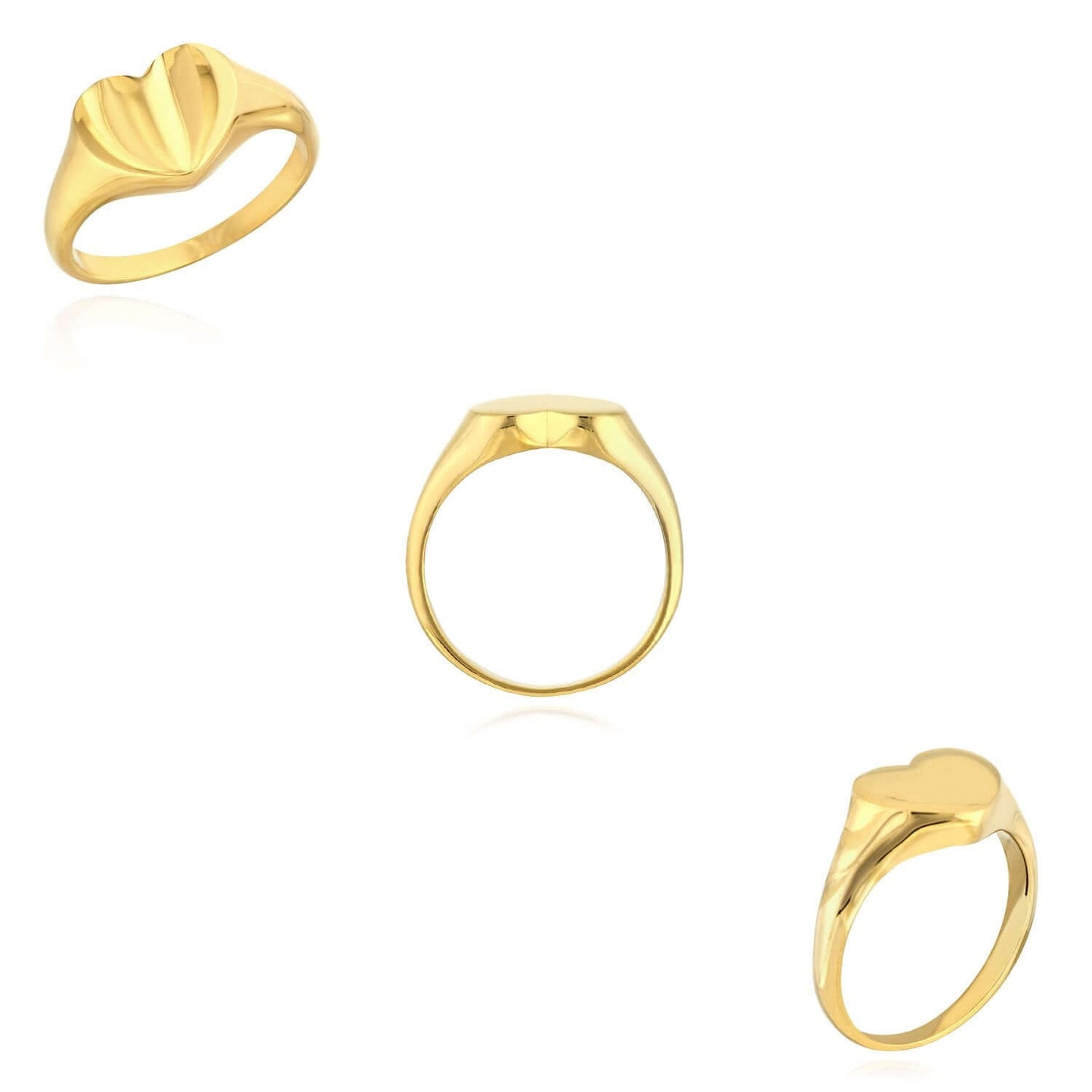 14K Real Gold Sculpted Heart Signet Ring