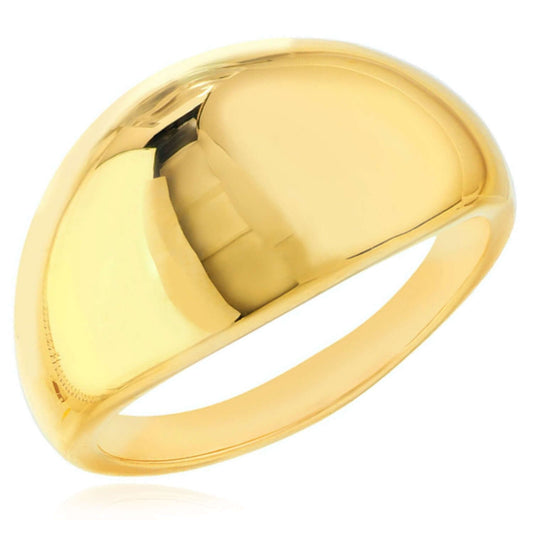 14K Gold Signet Oval Band Dome Ring