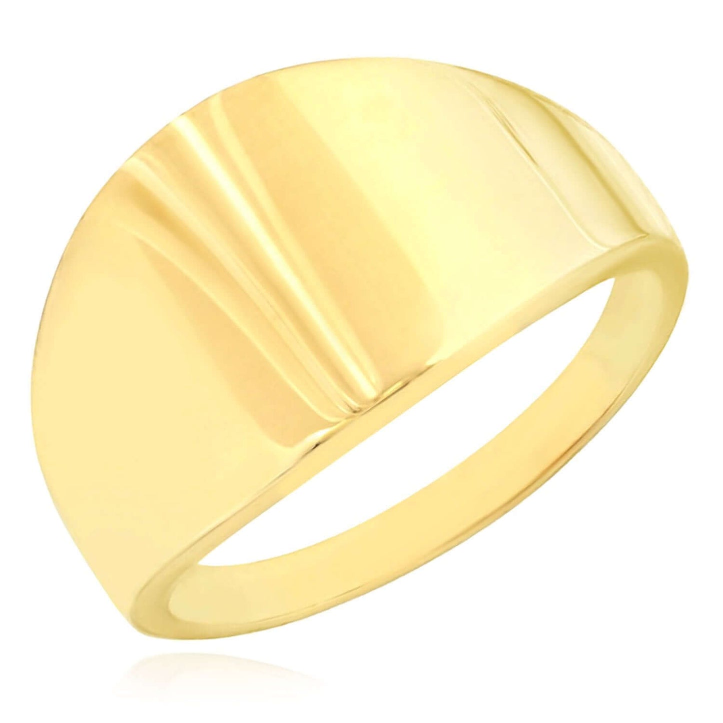 14K Real Gold Sleek Graduated Wide Domed Signet Ring