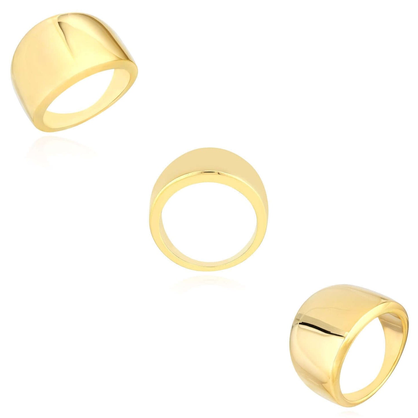 14K Real Gold Wide Dome Bold Signet Ring