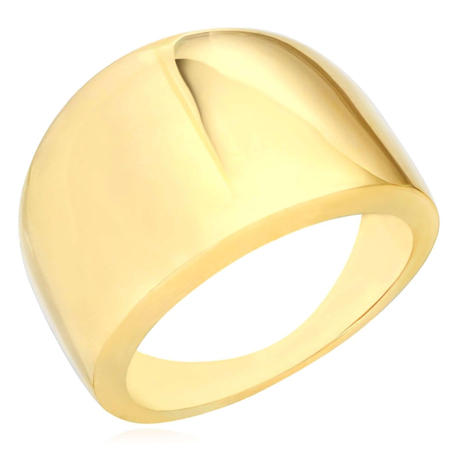 14K Real Gold Wide Dome Bold Signet Ring