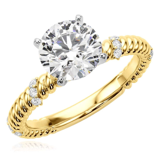 1.12CTW Lab-Grown Diamond 14K Yellow Gold Rope Twist Engagement Ring