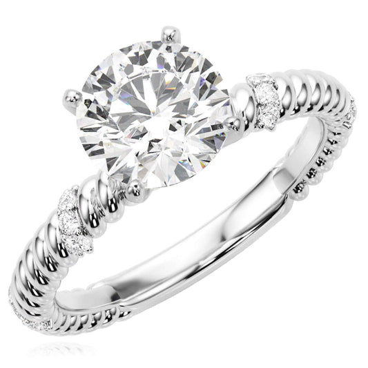 1.12CTW Lab-Grown Diamond 14K White Gold Rope Twist Engagement Ring