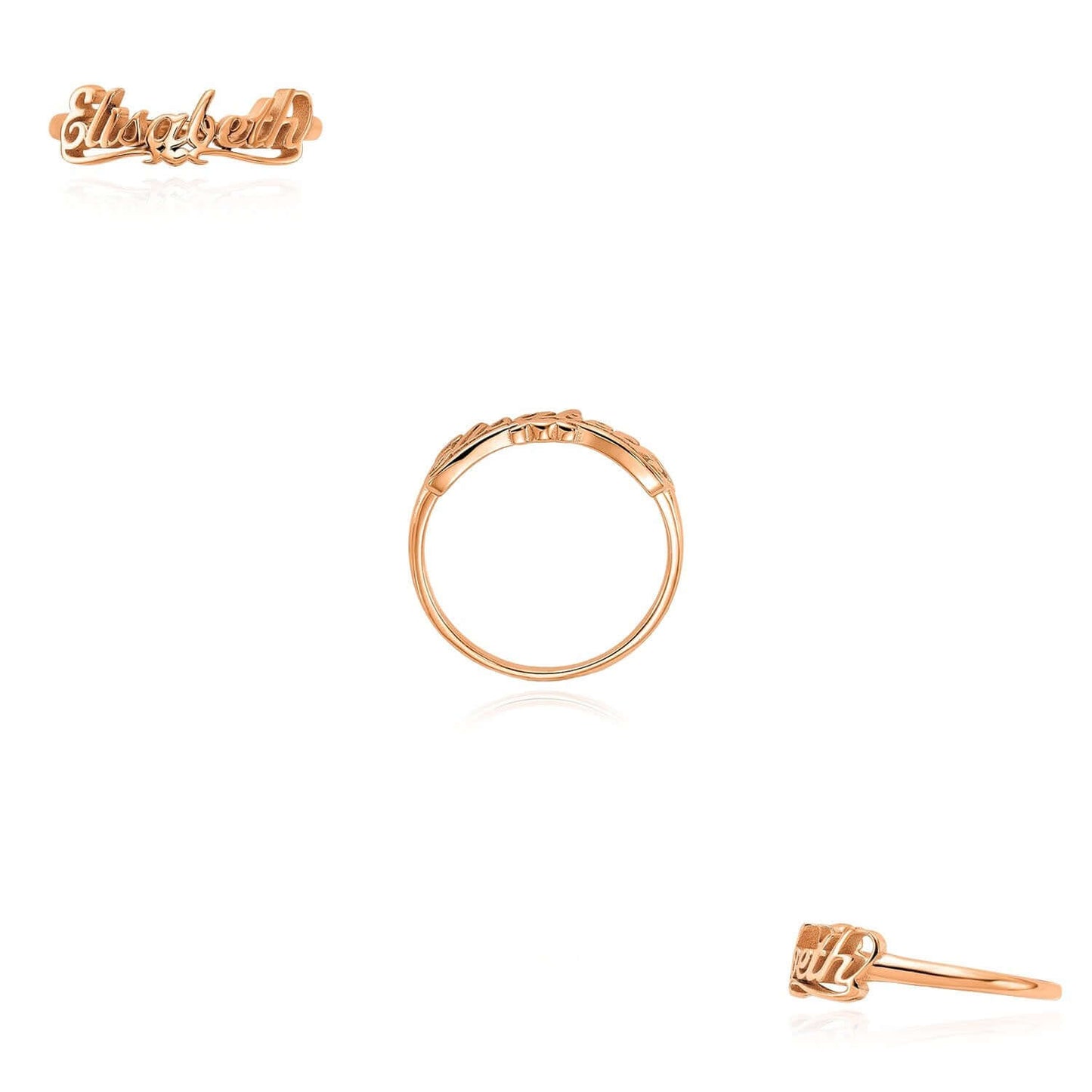 Personalized 14K Real Gold Yellow, White, and Rose Custom Name Ring
